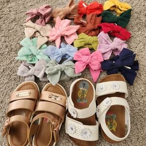 Kids White and Tan Sandals